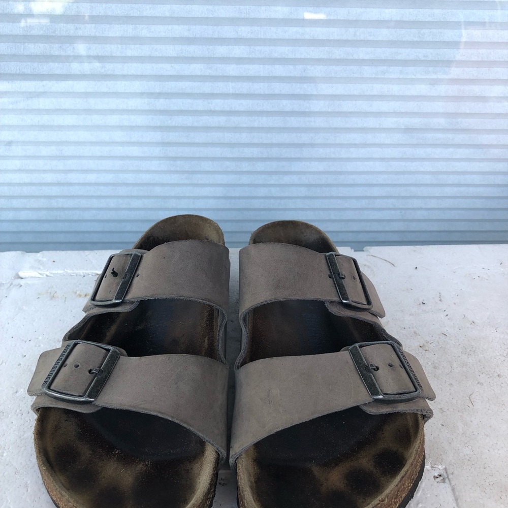 Birkenstock Arizona Two Strap Vegan Sandals Dust Grey Taupe Mens 6Womens 8 - Picture 4 of 15